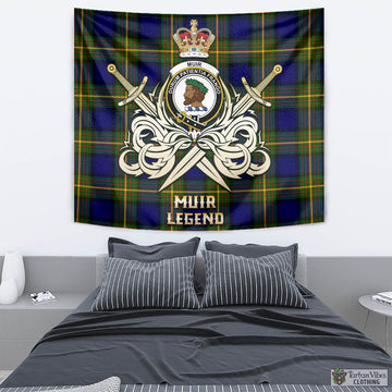 Muir Tartan Tapestry with Clan Crest and the Golden Sword of Courageous Legacy