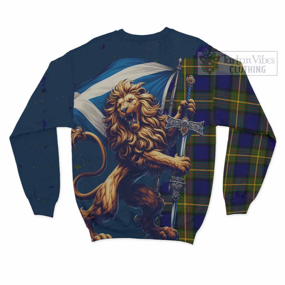 Tartan Vibes Clothing Muir Tartan Family Crest Sweatshirt with Scottish Majestic Lion