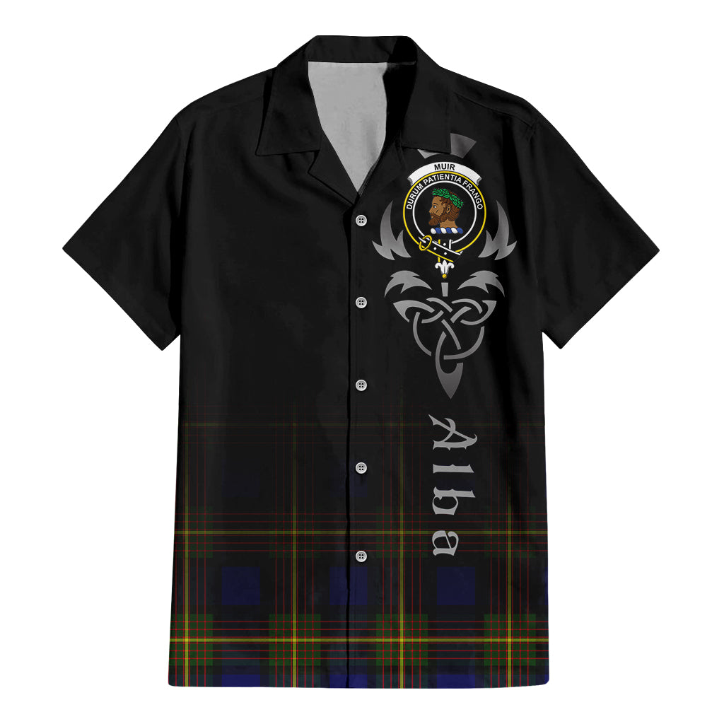 Tartan Vibes Clothing Muir Tartan Short Sleeve Button Up Featuring Alba Gu Brath Family Crest Celtic Inspired