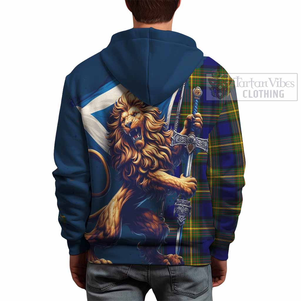 Tartan Vibes Clothing Muir Tartan Family Crest Hoodie with Scottish Majestic Lion