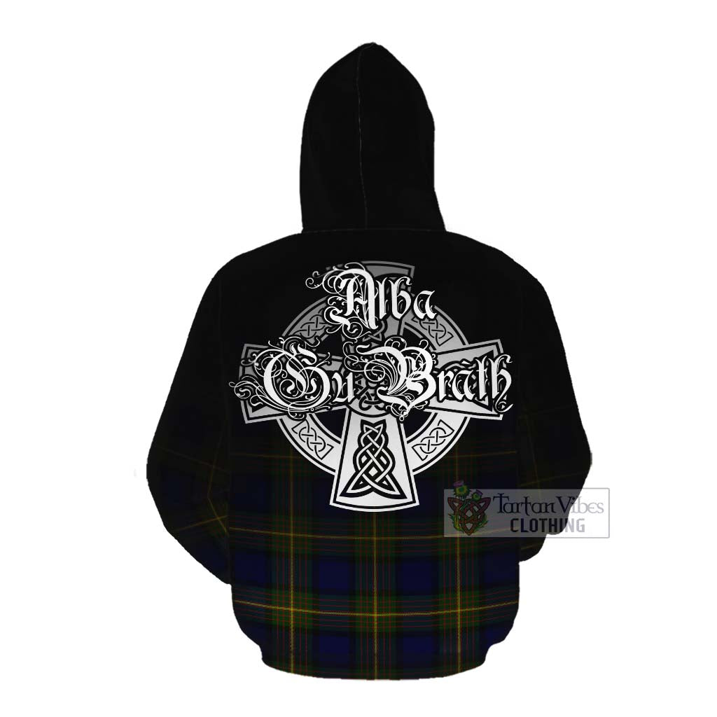 Tartan Vibes Clothing Muir Tartan Cotton Hoodie Featuring Alba Gu Brath Family Crest Celtic Inspired