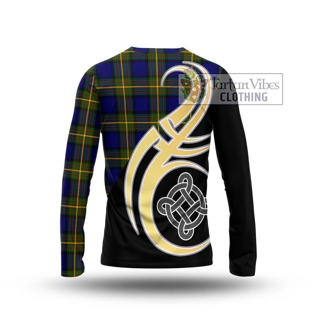 Muir Tartan Long Sleeve T-Shirt with Family Crest and Celtic Symbol Style - Tartan Vibes Clothing