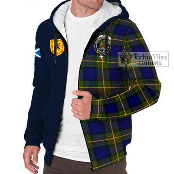 Muir Tartan Sherpa Hoodie Alba with Scottish Lion Royal Arm Half Style