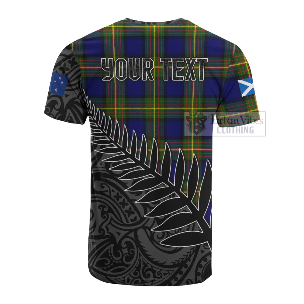 Tartan Vibes Clothing Muir Crest Tartan Cotton T-shirt with New Zealand Silver Fern Half Style