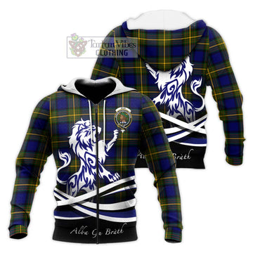 Muir Tartan Knitted Hoodie with Alba Gu Brath Regal Lion Emblem