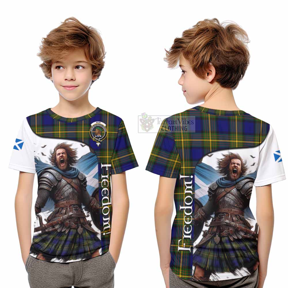 Tartan Vibes Clothing Muir Crest Tartan Kid T-Shirt Inspired by the Freedom of Scottish Warrior