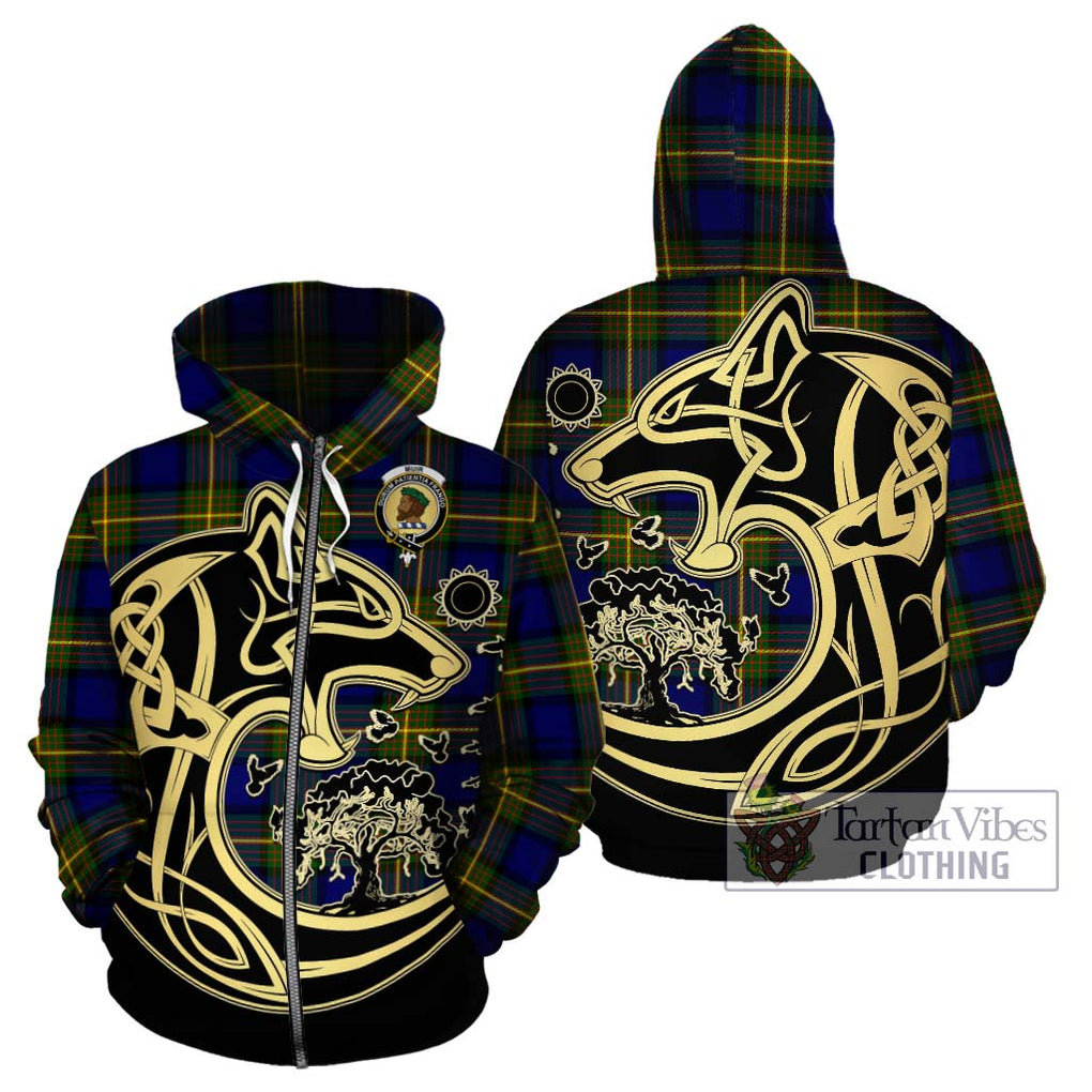 Muir Tartan Hoodie with Family Crest Celtic Wolf Style - Tartan Vibes Clothing