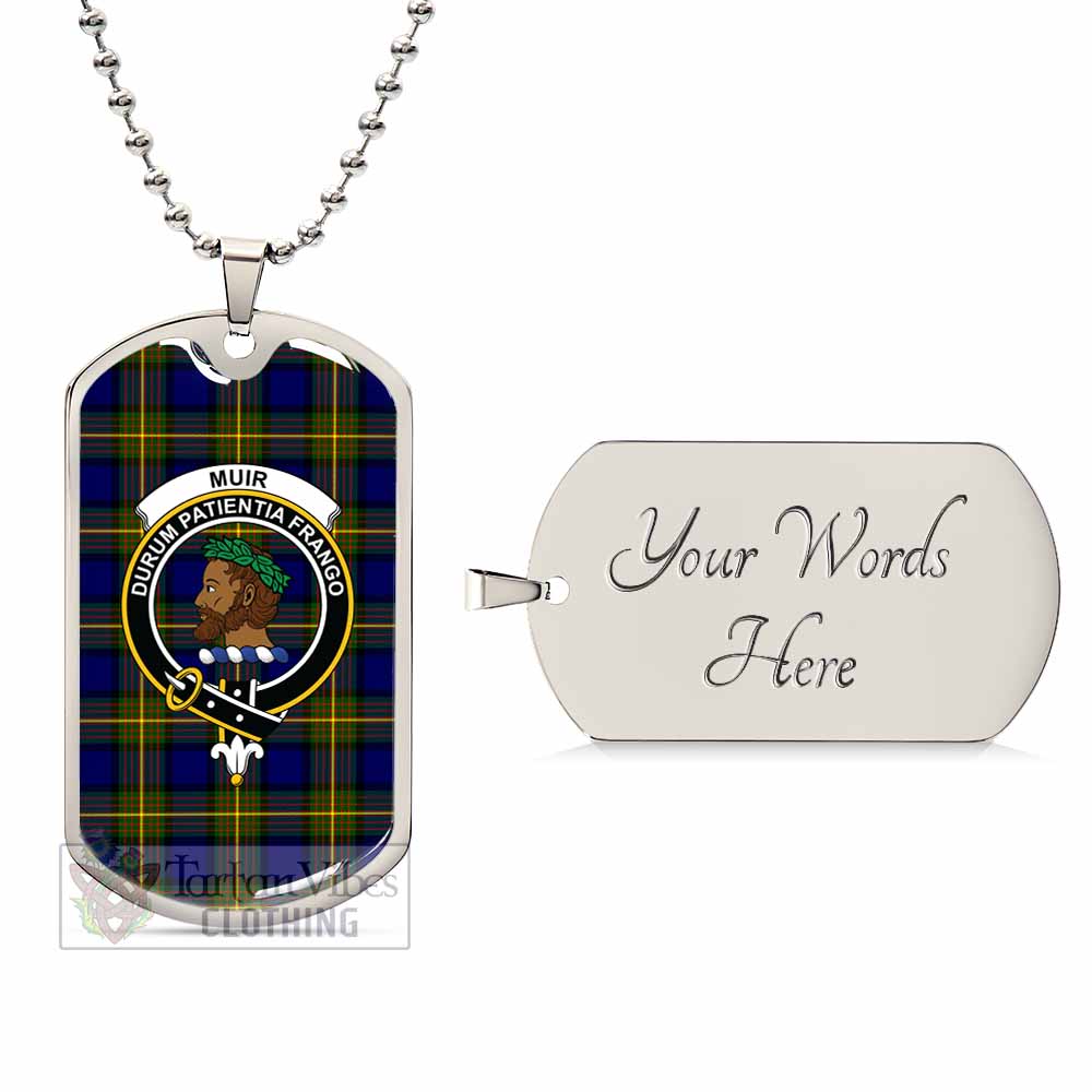 Tartan Vibes Clothing Muir Tartan Dog Tag Necklace with Family Crest