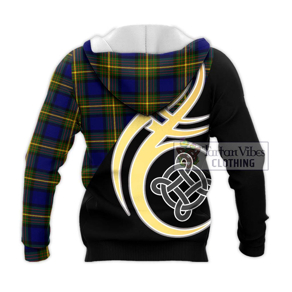 Muir Tartan Knitted Hoodie with Family Crest and Celtic Symbol Style - Tartan Vibes Clothing