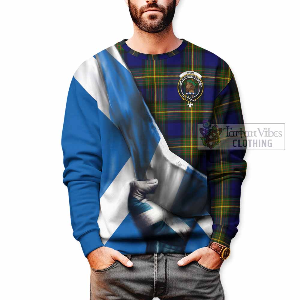 Tartan Vibes Clothing Muir Tartan Sweatshirt with Family Crest Scotland Patriotic Style