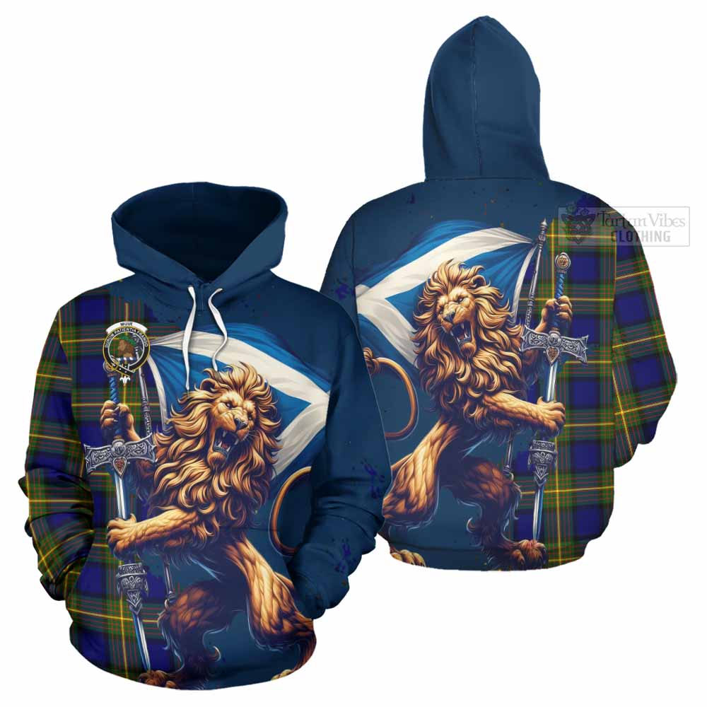 Tartan Vibes Clothing Muir Tartan Family Crest Hoodie with Scottish Majestic Lion