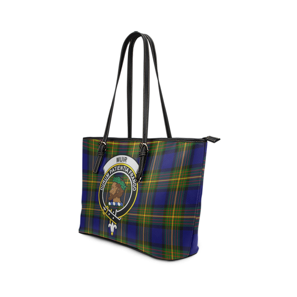 Muir Tartan Leather Tote Bag with Family Crest - Tartan Vibes Clothing