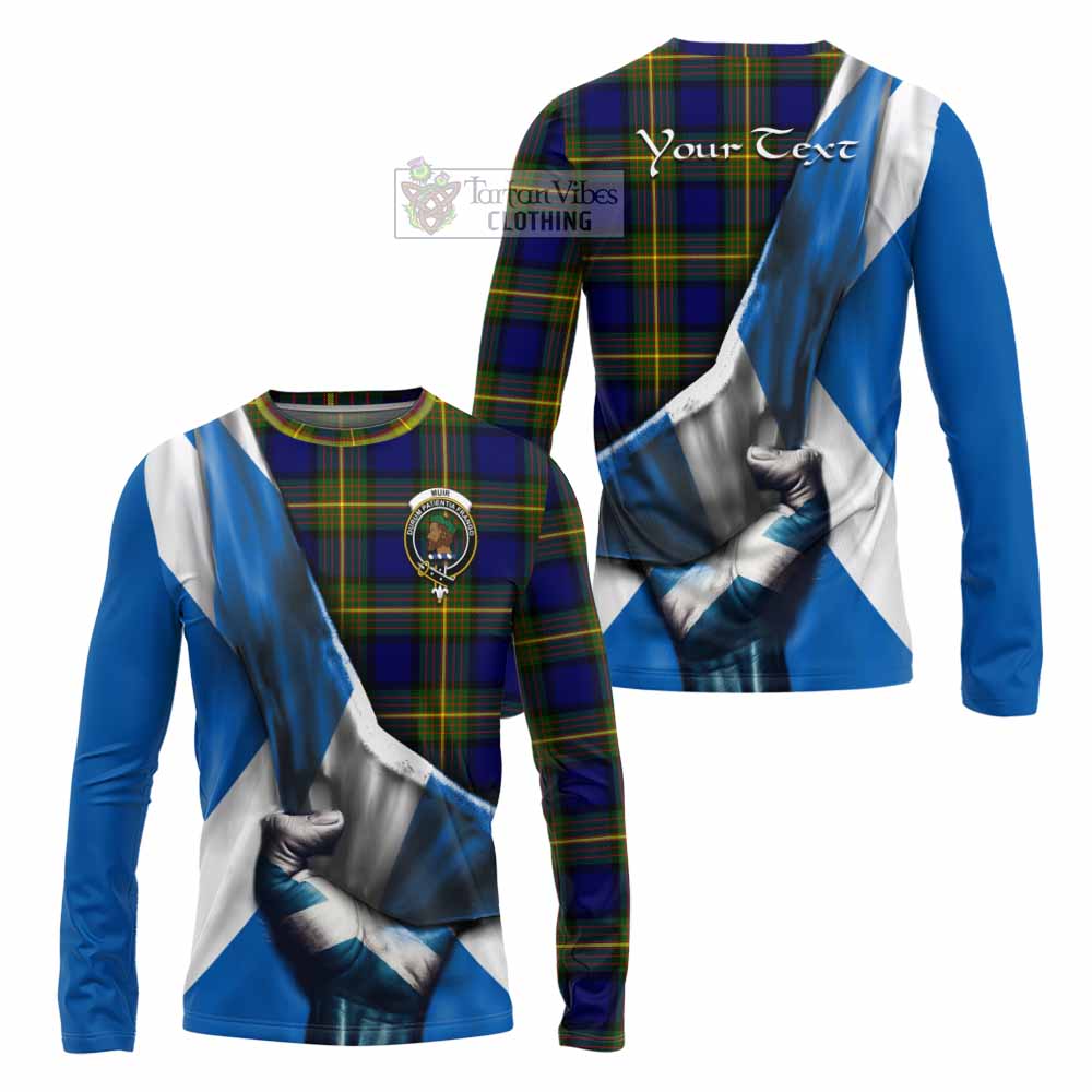 Tartan Vibes Clothing Muir Tartan Long Sleeve T-Shirt with Family Crest Scotland Patriotic Style