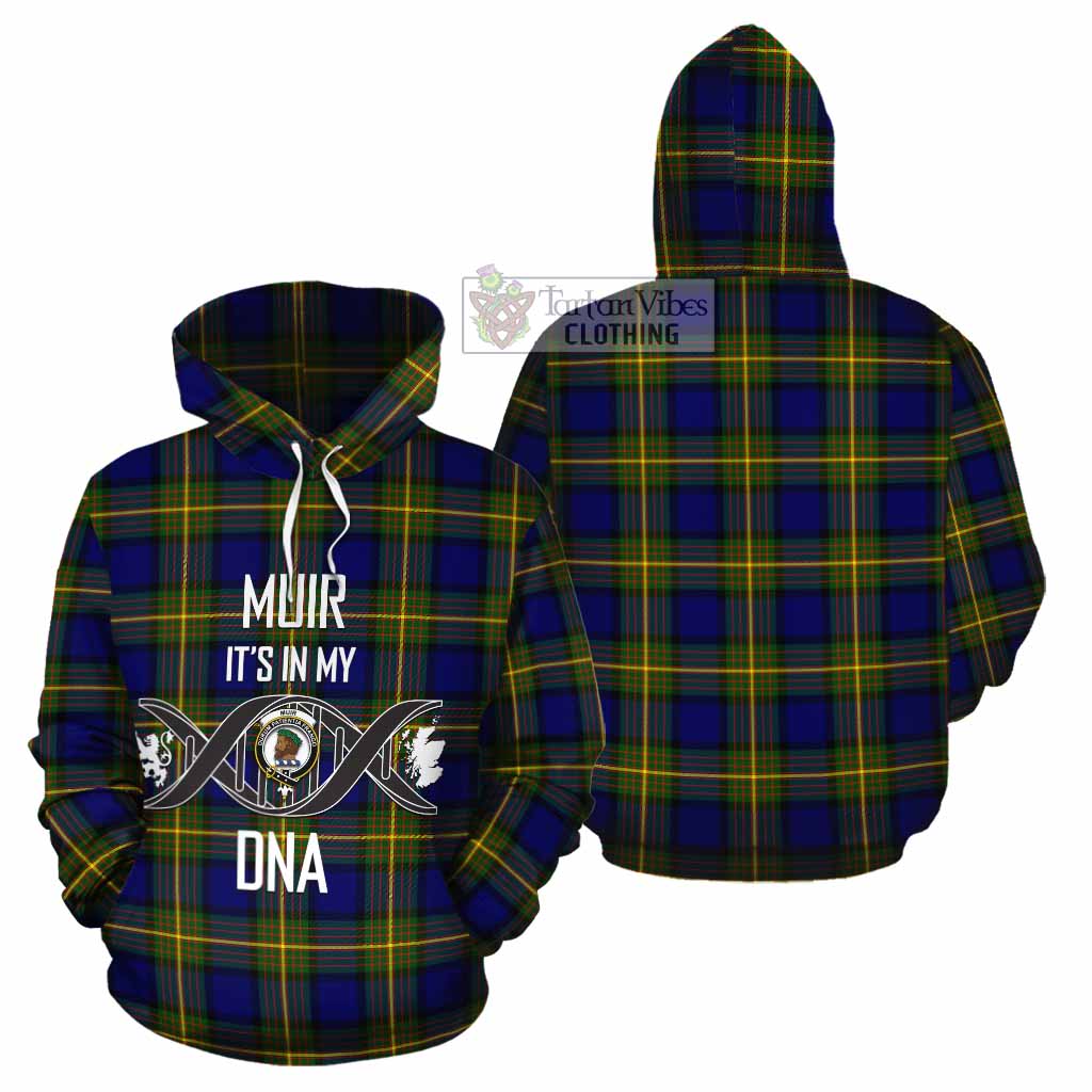 Tartan Vibes Clothing Muir Tartan Cotton Hoodie with Family Crest DNA In Me Style