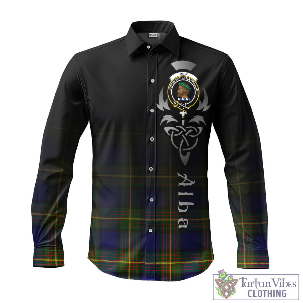 Tartan Vibes Clothing Muir Tartan Long Sleeve Button Up Featuring Alba Gu Brath Family Crest Celtic Inspired