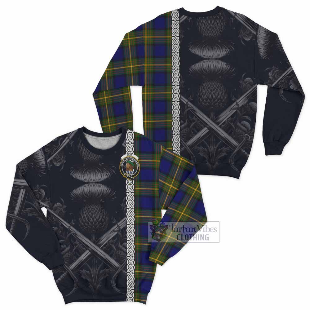 Tartan Vibes Clothing Muir Tartan Sweatshirt with Family Crest Cross Sword Thistle Celtic Vibes