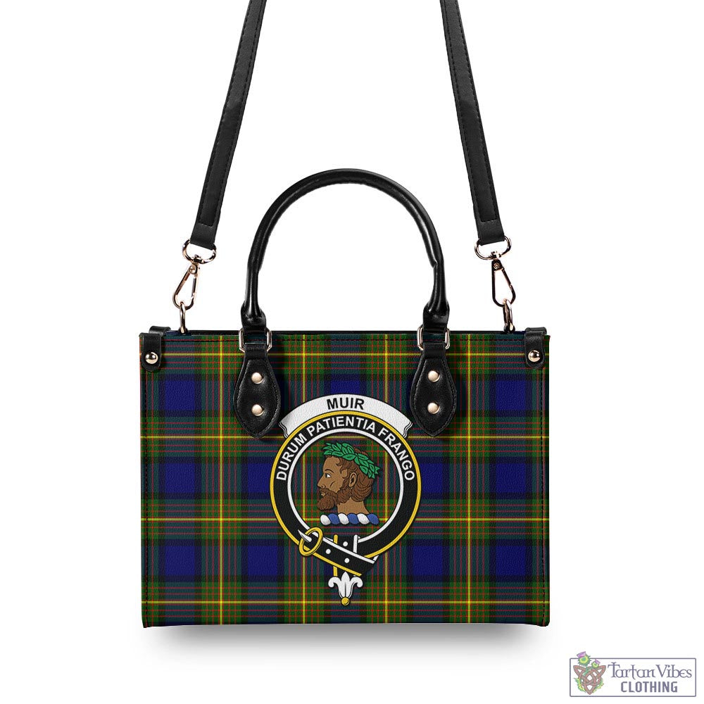 Tartan Vibes Clothing Muir Tartan Luxury Leather Handbags with Family Crest