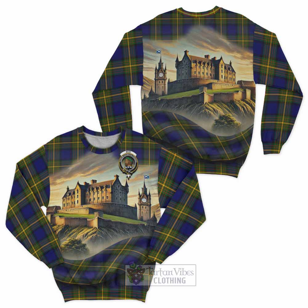 Muir Tartan Family Crest Sweatshirt with Scottish Ancient Castle Style - Tartan Vibes Clothing