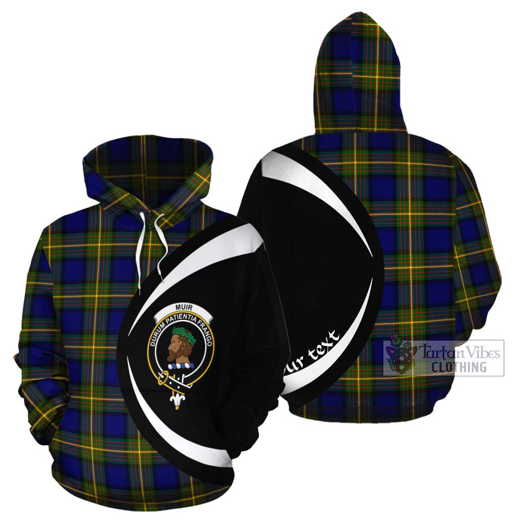 Tartan Vibes Clothing Muir Tartan Cotton Hoodie with Family Crest Circle Style