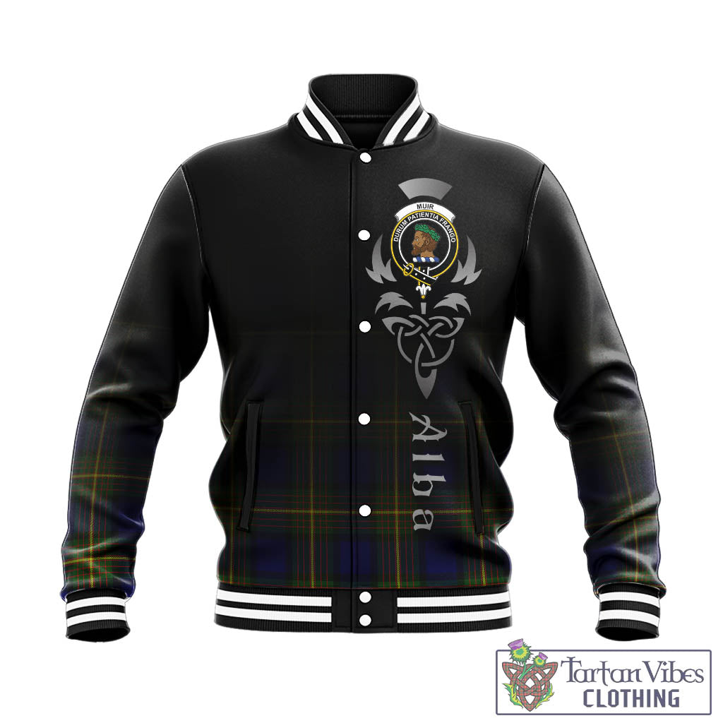 Tartan Vibes Clothing Muir Tartan Baseball Jacket Featuring Alba Gu Brath Family Crest Celtic Inspired