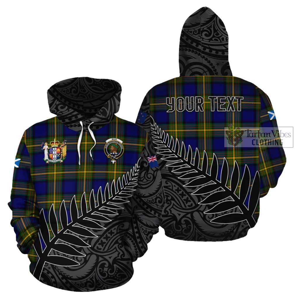 Tartan Vibes Clothing Muir Crest Tartan Cotton Hoodie with New Zealand Silver Fern Half Style