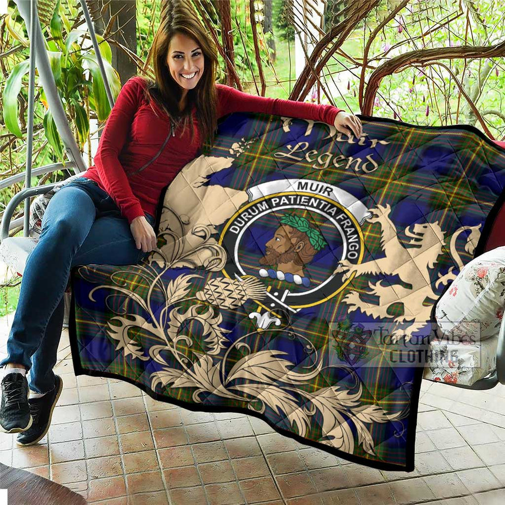 Tartan Vibes Clothing Muir Tartan Quilt with Family Crest and Scottish Symbol Style