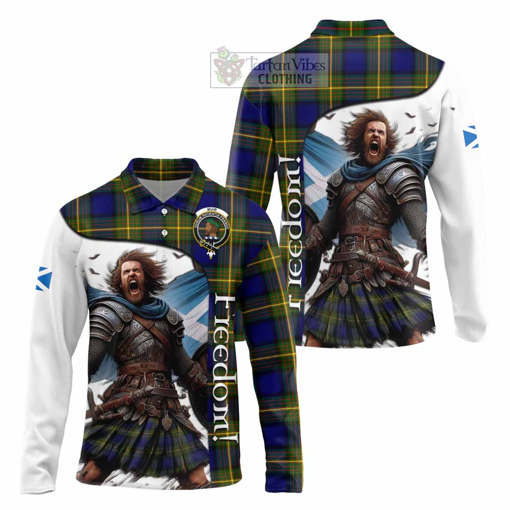 Tartan Vibes Clothing Muir Crest Tartan Long Sleeve Polo Shirt Inspired by the Freedom of Scottish Warrior