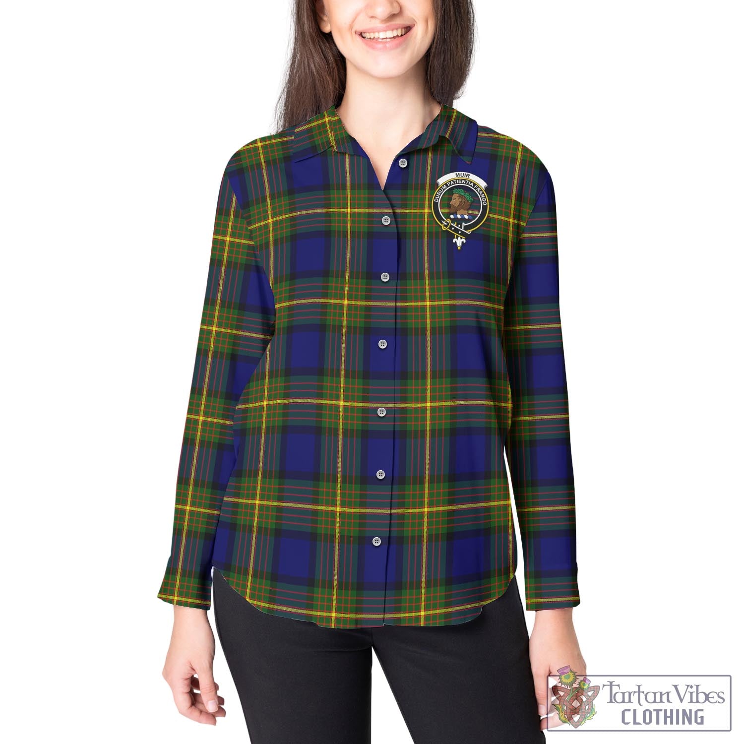 Tartan Vibes Clothing Muir Tartan Womens Casual Shirt with Family Crest