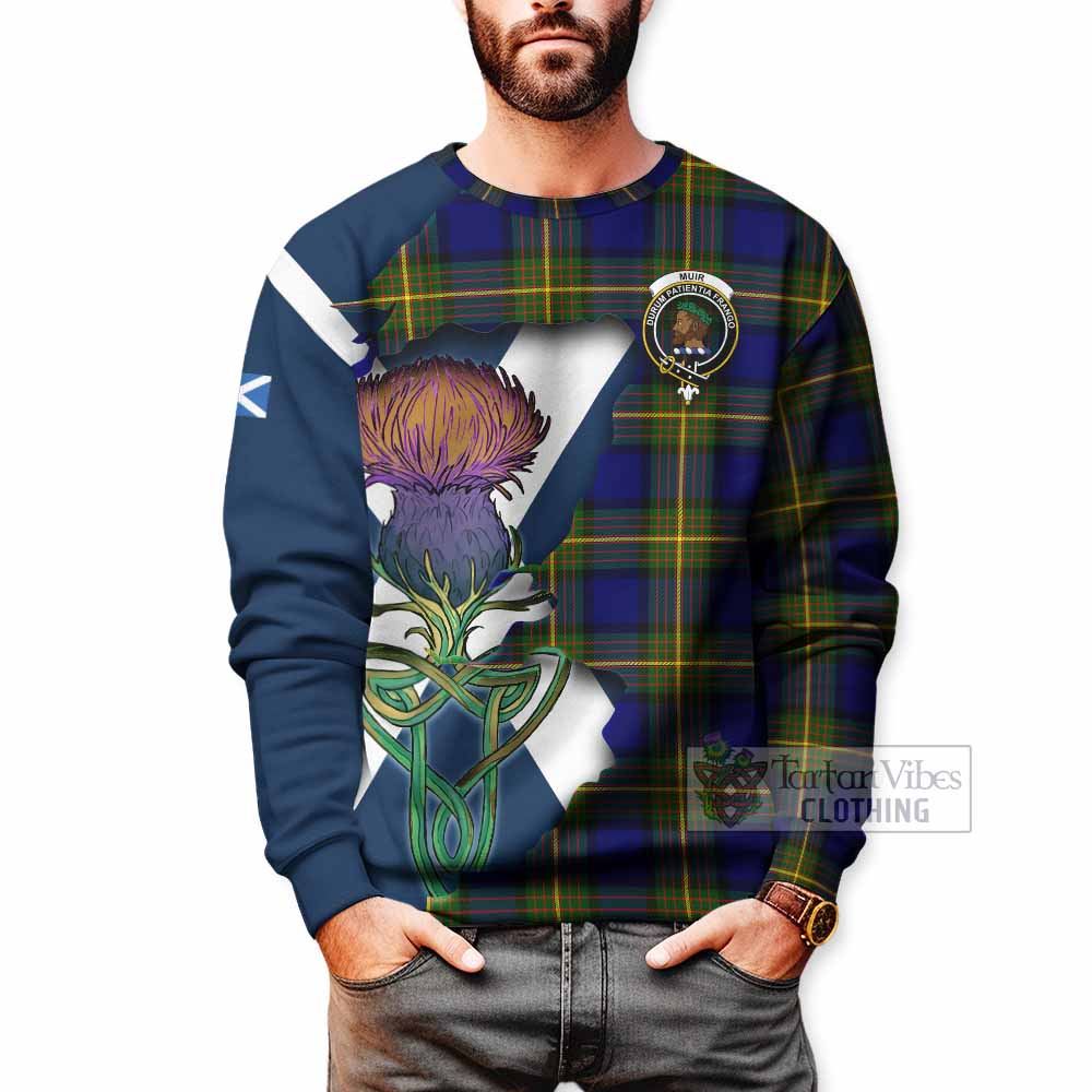 Muir Tartan Family Crest Sweatshirt Scottish Thistle Celtic Inspired - Tartan Vibes Clothing