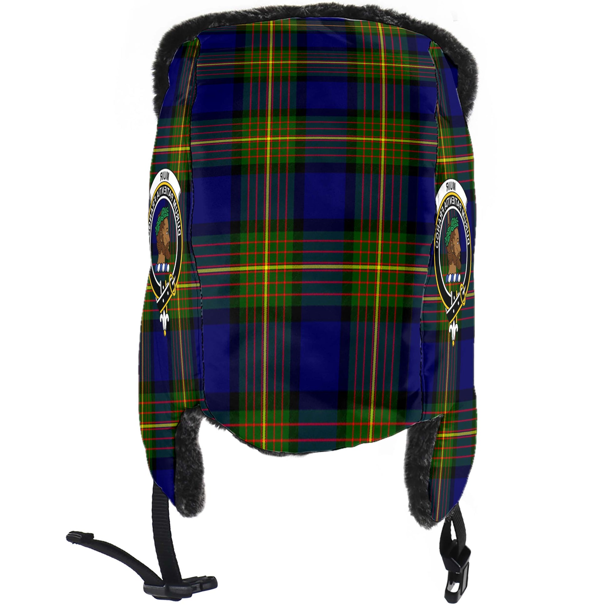 Muir Tartan Winter Trapper Hat with Family Crest - Tartanvibesclothing