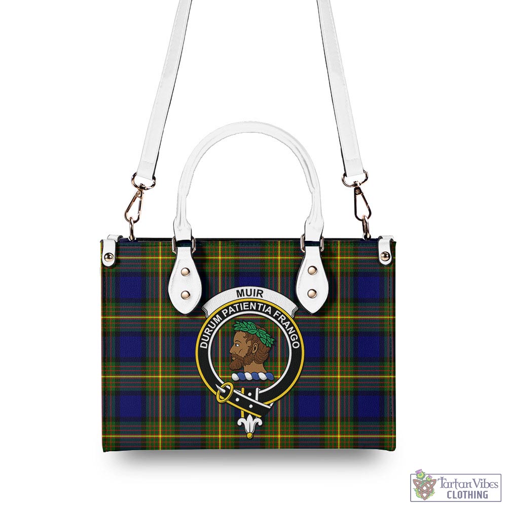 Tartan Vibes Clothing Muir Tartan Luxury Leather Handbags with Family Crest