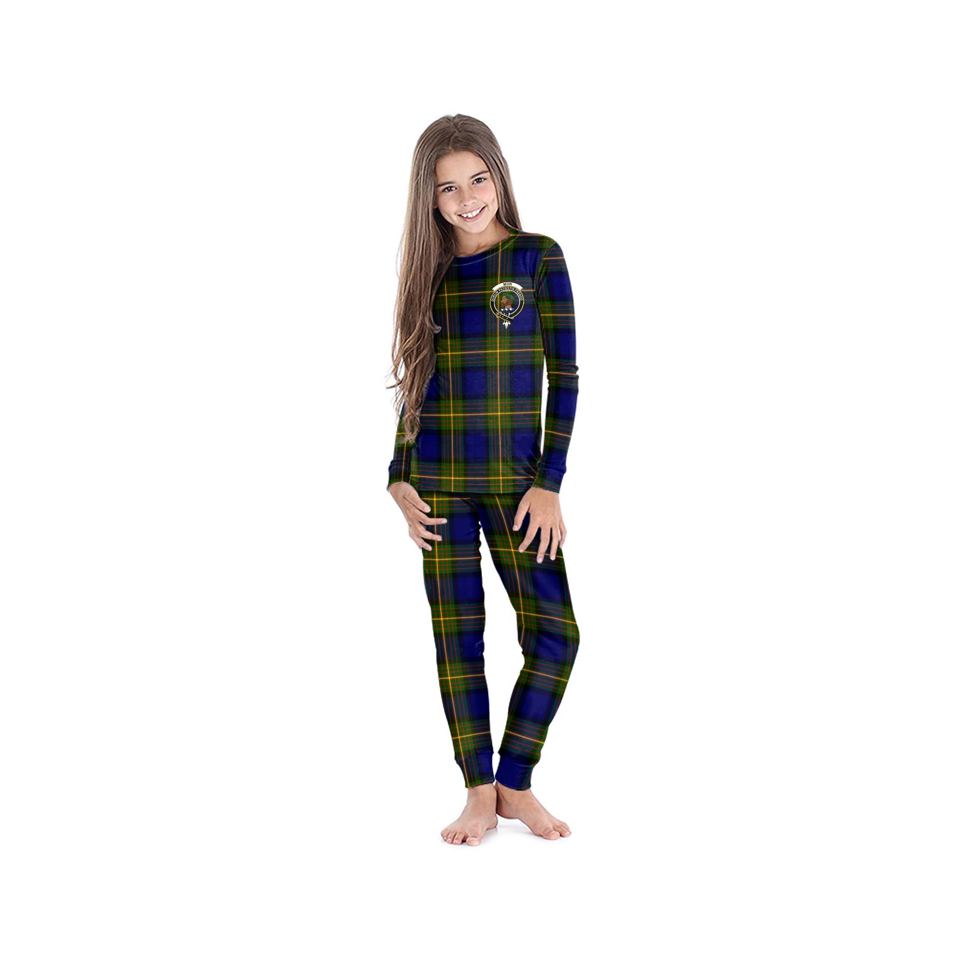 Muir Tartan Pajamas Family Set with Family Crest - Tartanvibesclothing