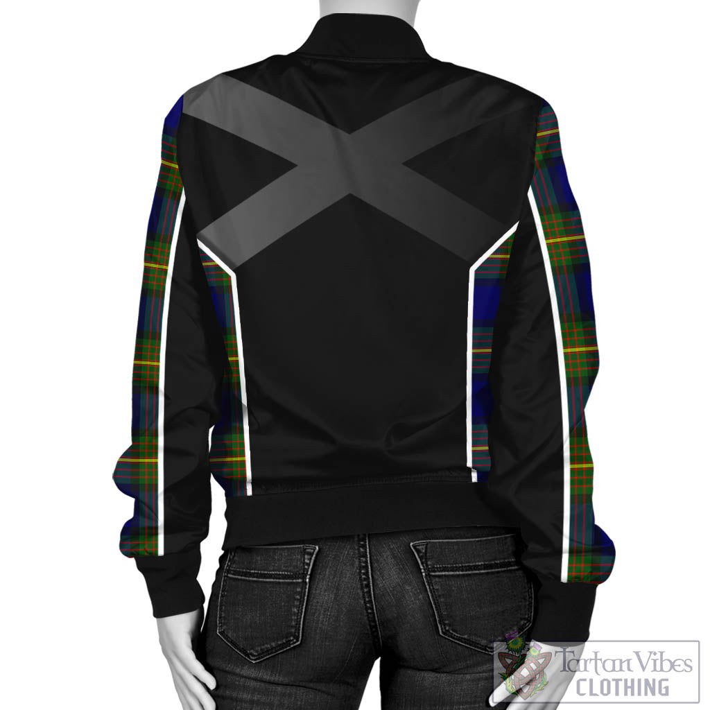 Tartan Vibes Clothing Muir Tartan Bomber Jacket with Family Crest and Scottish Thistle Vibes Sport Style