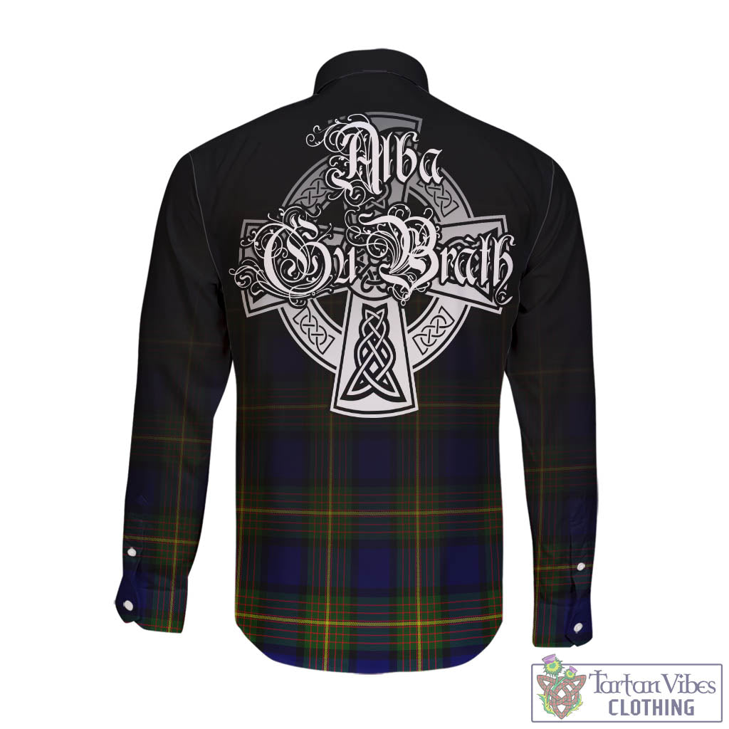 Tartan Vibes Clothing Muir Tartan Long Sleeve Button Up Featuring Alba Gu Brath Family Crest Celtic Inspired