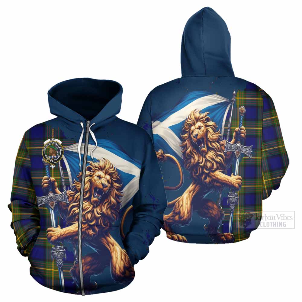 Tartan Vibes Clothing Muir Tartan Family Crest Hoodie with Scottish Majestic Lion