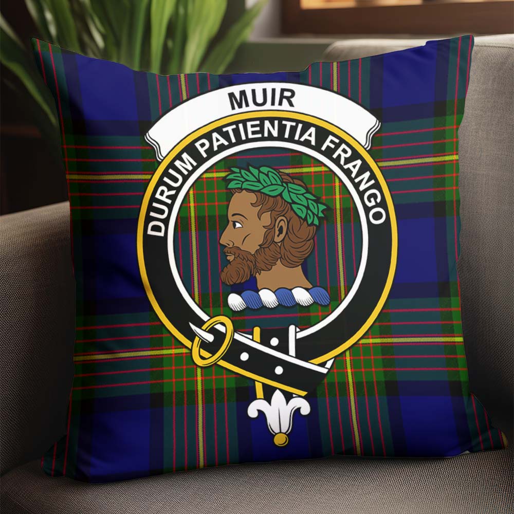 Muir Tartan Pillow Cover with Family Crest - Tartanvibesclothing