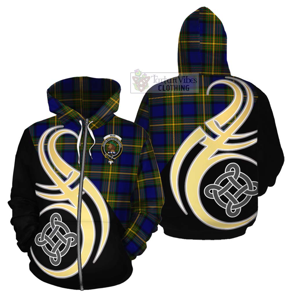 Tartan Vibes Clothing Muir Tartan Cotton Hoodie with Family Crest and Celtic Symbol Style