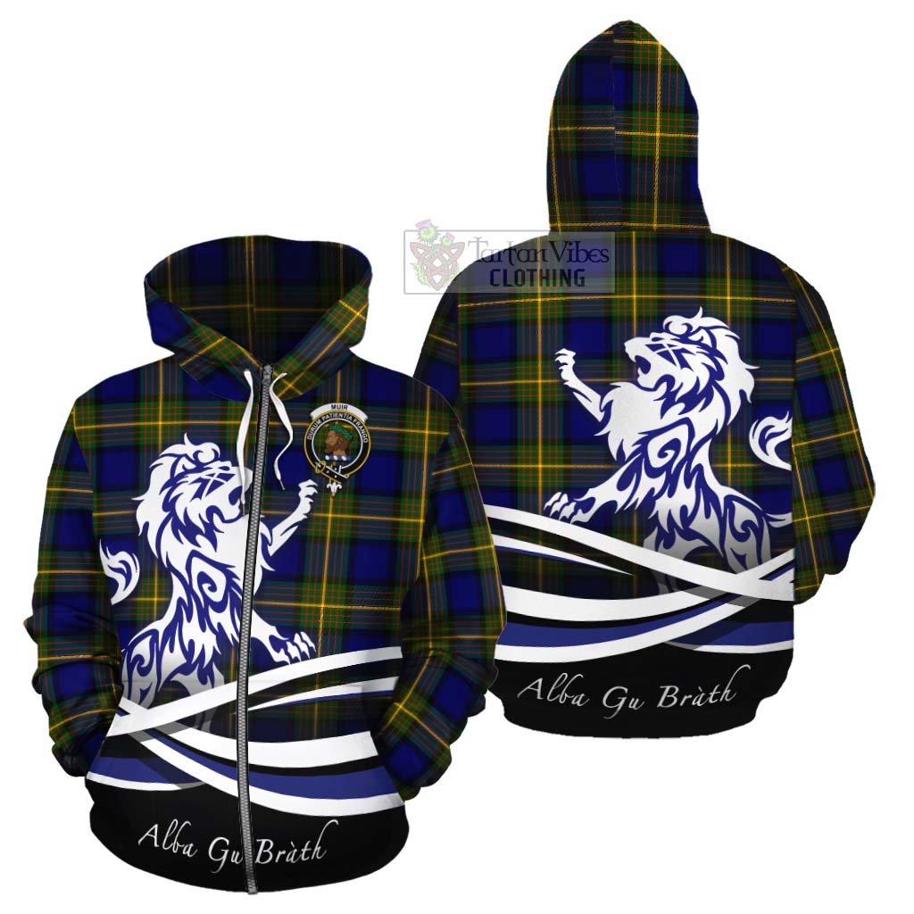 Tartan Vibes Clothing Muir Tartan Cotton Hoodie with Alba Gu Brath Regal Lion Emblem