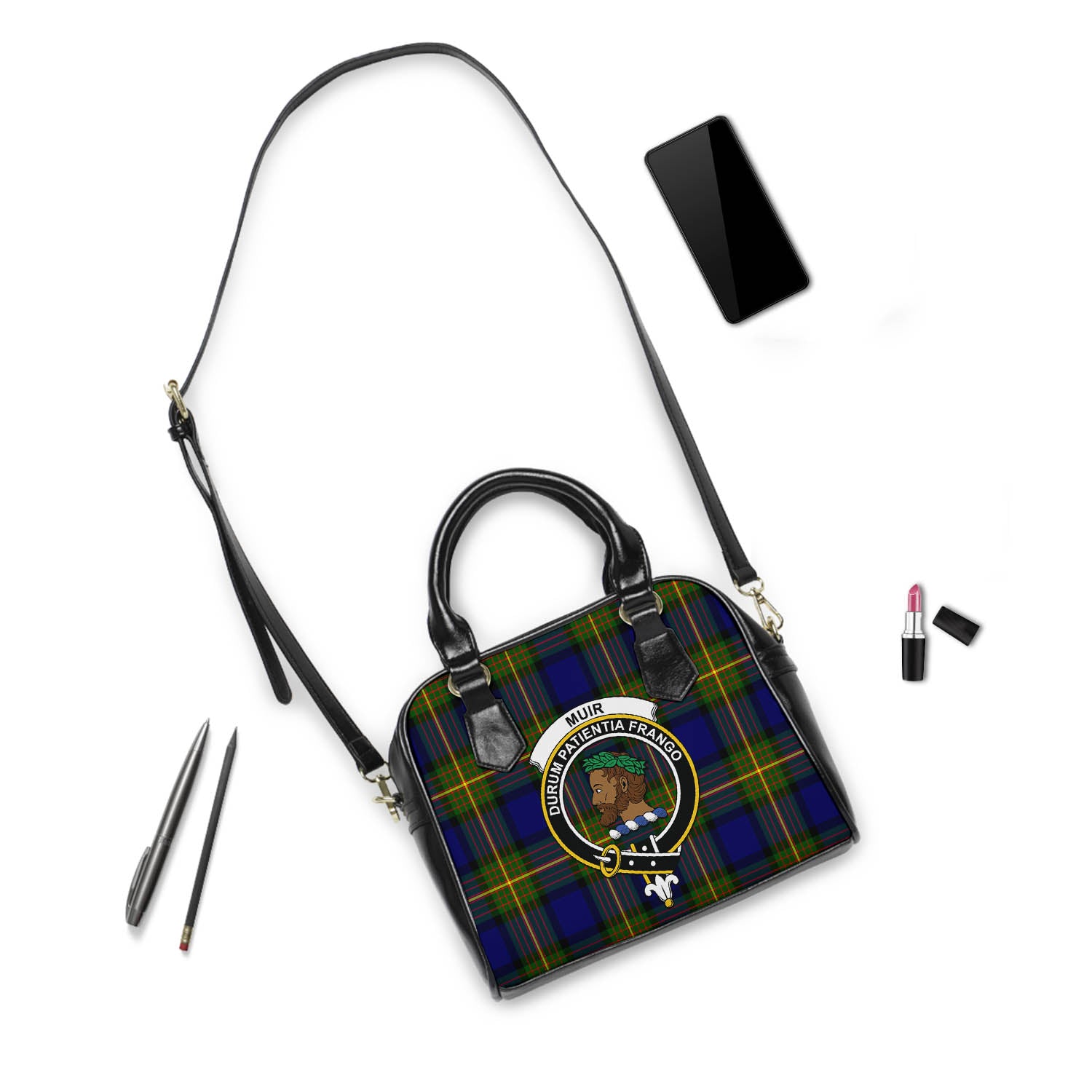 Muir Tartan Shoulder Handbags with Family Crest - Tartanvibesclothing