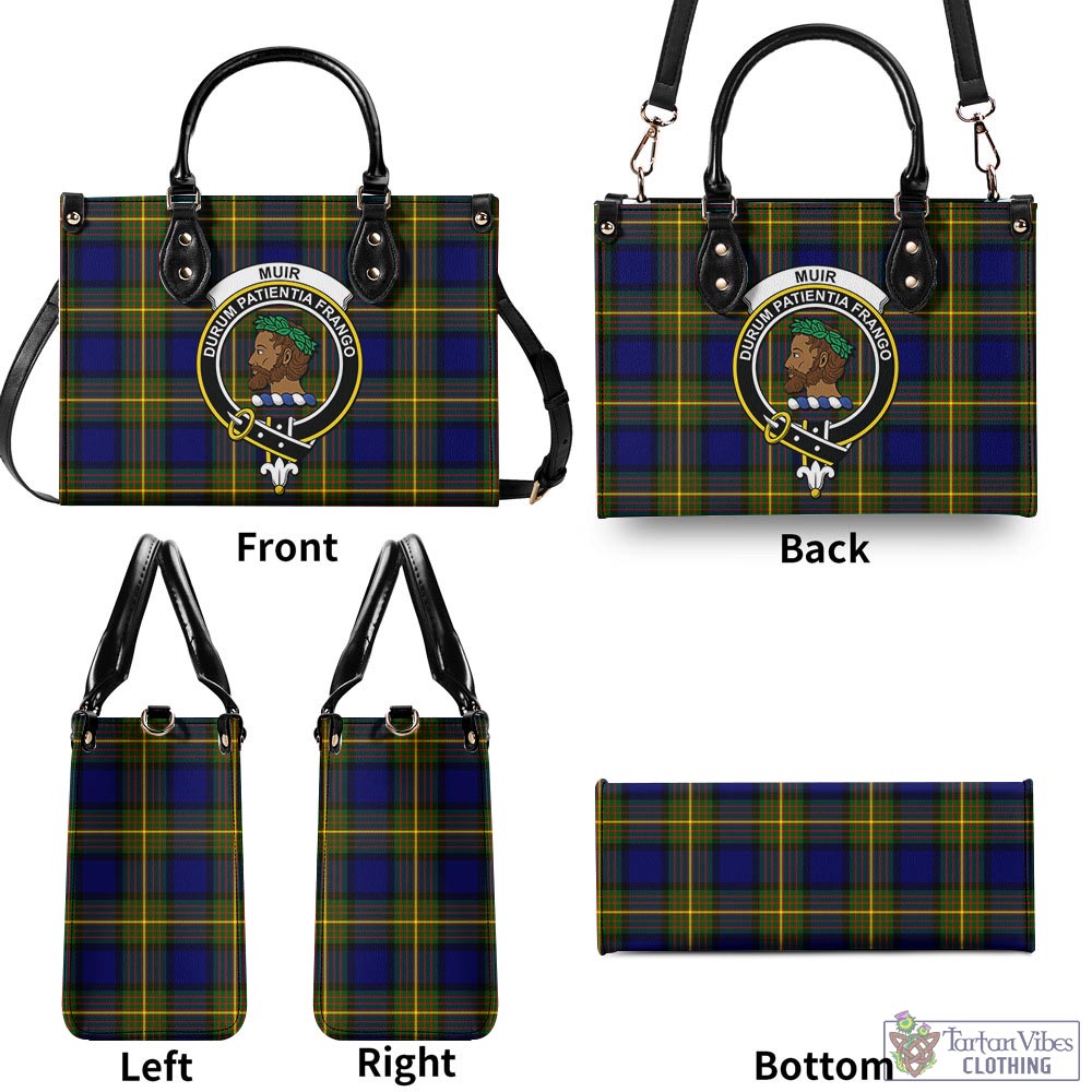 Tartan Vibes Clothing Muir Tartan Luxury Leather Handbags with Family Crest