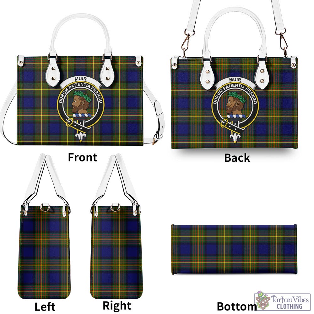 Tartan Vibes Clothing Muir Tartan Luxury Leather Handbags with Family Crest