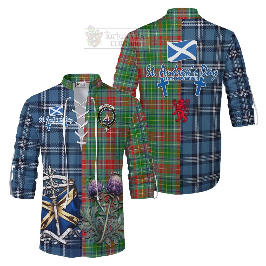 Tartan Vibes Clothing Muirhead Tartan Ghillie Kilt Shirt Happy St. Andrew's Day Half Tartan Style