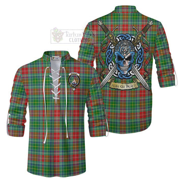 Muirhead Tartan Ghillie Kilt Shirt with Family Crest Celtic Skull Style