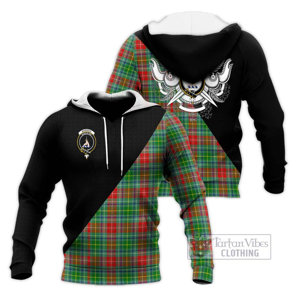 Muirhead Tartan Knitted Hoodie with Family Crest and Military Logo Style Unisex Knitted Pullover Hoodie - Tartanvibesclothing Shop