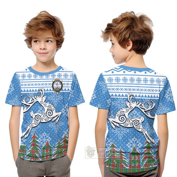 Muirhead Clan Christmas Kid T-Shirt Celtic Reindeer Style