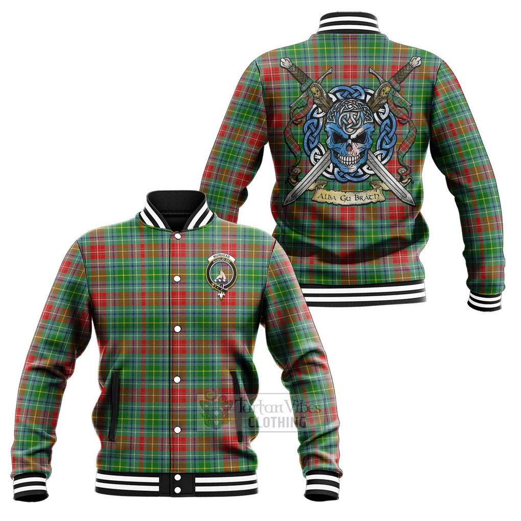 Tartan Vibes Clothing Muirhead Tartan Baseball Jacket with Family Crest Celtic Skull Style