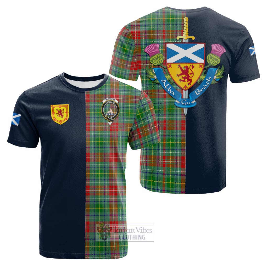 Tartan Vibes Clothing Muirhead Tartan Cotton T-shirt with Scottish Lion Royal Arm Half Style