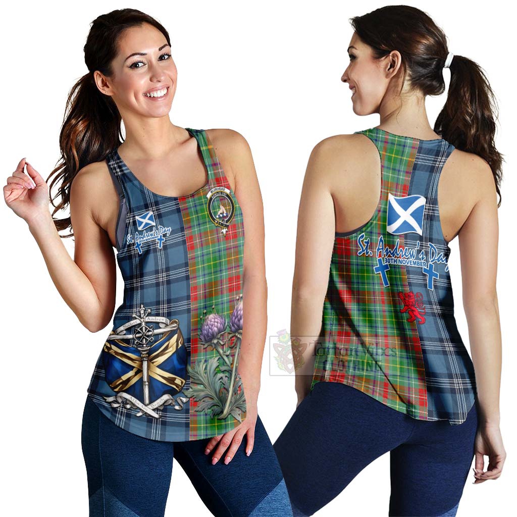 Tartan Vibes Clothing Muirhead Tartan Women's Racerback Tanks Happy St. Andrew's Day Half Tartan Style