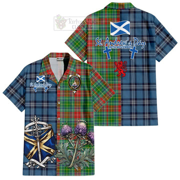 Muirhead Tartan Short Sleeve Button Shirt Happy St. Andrew's Day Half Tartan Style