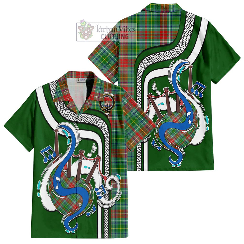 Muirhead Tartan Short Sleeve Button Shirt with Epic Bagpipe Style Kid - Tartanvibesclothing Shop